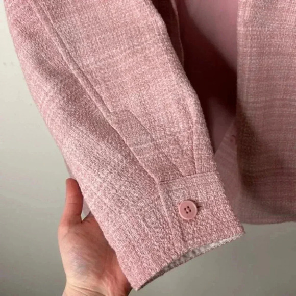 BABATON Aritzia Shacket Joan Shirt Jacket Oversized Linen Tweed Pink Plaid 2 - Picture 8 of 16